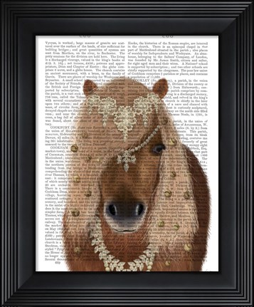 Framed Horse Brown Pony with Bells, Portrait Print