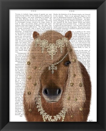 Framed Horse Brown Pony with Bells, Portrait Print