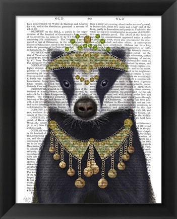 Framed Badger with Tiara, Portrait Print