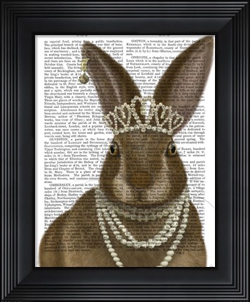 Framed Rabbit and Pearls, Portrait Print