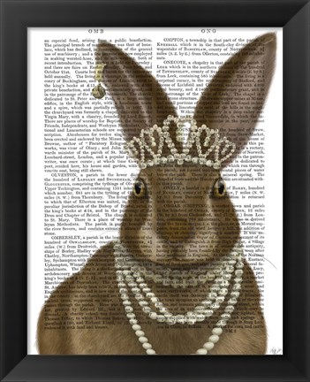 Framed Rabbit and Pearls, Portrait Print