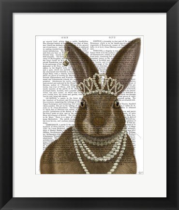 Framed Rabbit and Pearls, Portrait Print