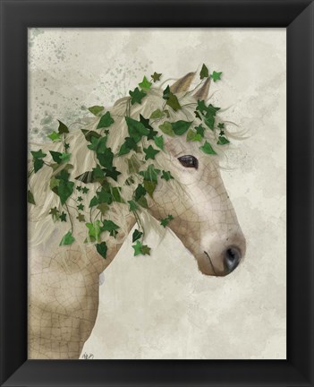 Framed Horse Porcelain with Ivy Print