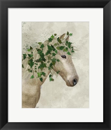 Framed Horse Porcelain with Ivy Print