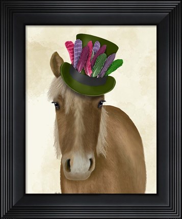 Framed Horse with Feather Hat Print