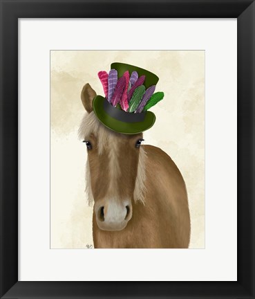 Framed Horse with Feather Hat Print