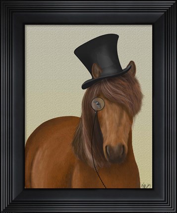 Framed Horse Top Hat and Monocle Print