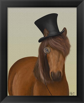 Framed Horse Top Hat and Monocle Print