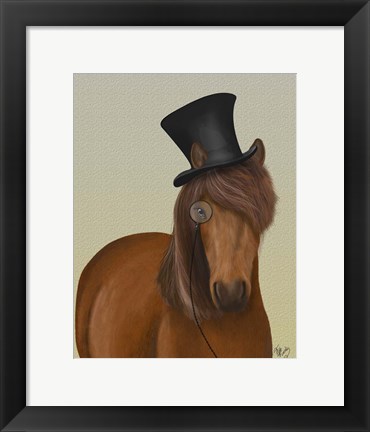 Framed Horse Top Hat and Monocle Print