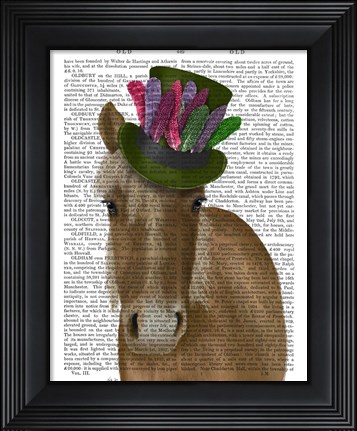 Framed Horse with Feather Hat Print