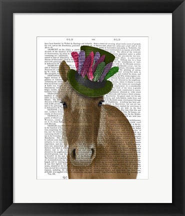 Framed Horse with Feather Hat Print