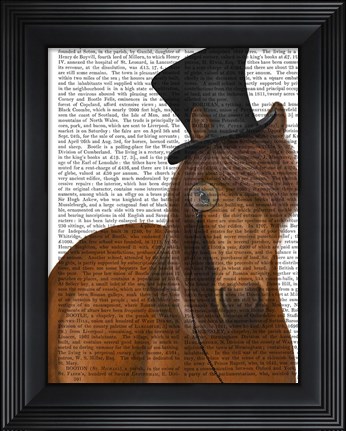 Framed Horse Top Hat and Monocle Print