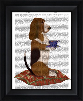 Framed Basset Hound Taking Tea Print