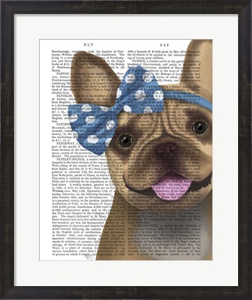 Framed French Bulldog and Blue Bow Print
