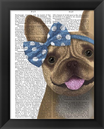 Framed French Bulldog and Blue Bow Print