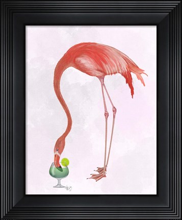 Framed Flamingo and Cocktail 2 Print