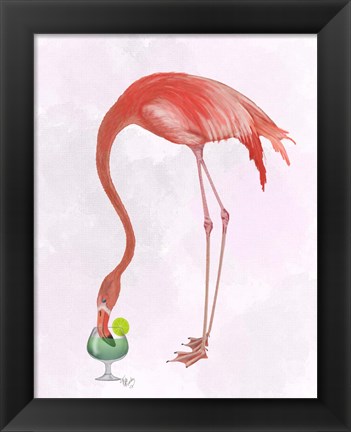 Framed Flamingo and Cocktail 2 Print