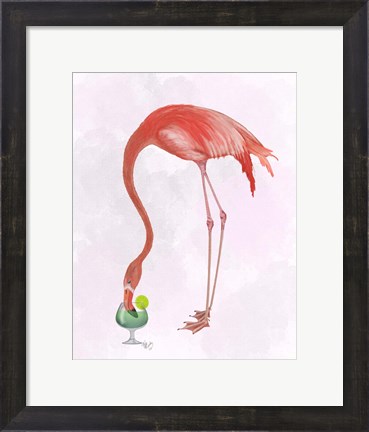 Framed Flamingo and Cocktail 2 Print