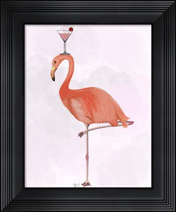 Framed Flamingo and Cocktail 3 Print