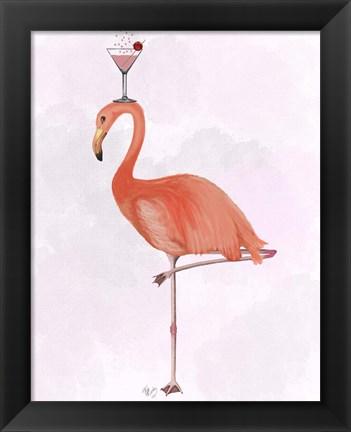 Framed Flamingo and Cocktail 3 Print