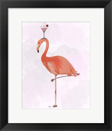 Framed Flamingo and Cocktail 3 Print