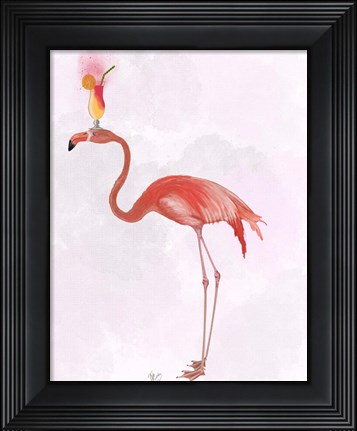 Framed Flamingo and Cocktail 4 Print