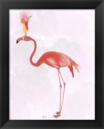 Framed Flamingo and Cocktail 4 Print