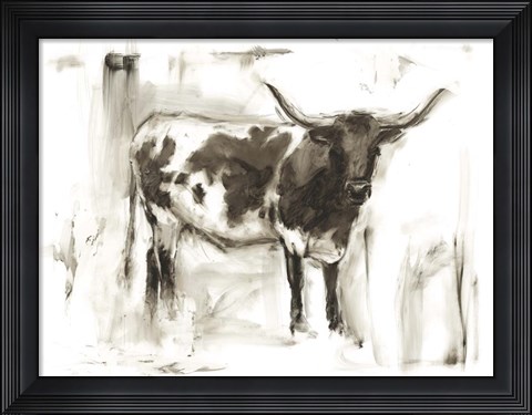 Framed Longhorn Study I Print