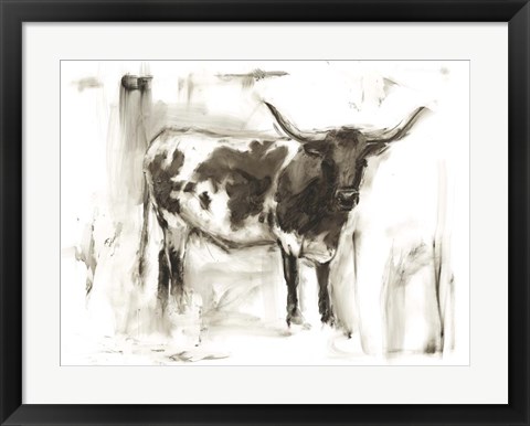 Framed Longhorn Study I Print