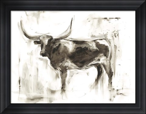 Framed Longhorn Study II Print