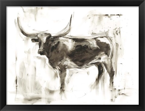 Framed Longhorn Study II Print