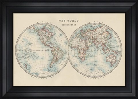 Framed World in Hemispheres Print