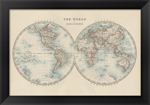 Framed World in Hemispheres Print