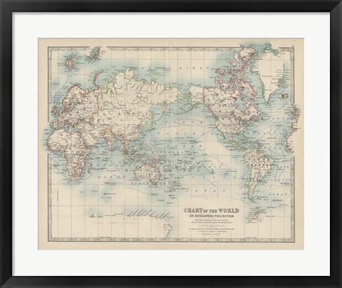 Framed Chart of the World Print