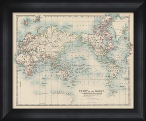 Framed Chart of the World Print