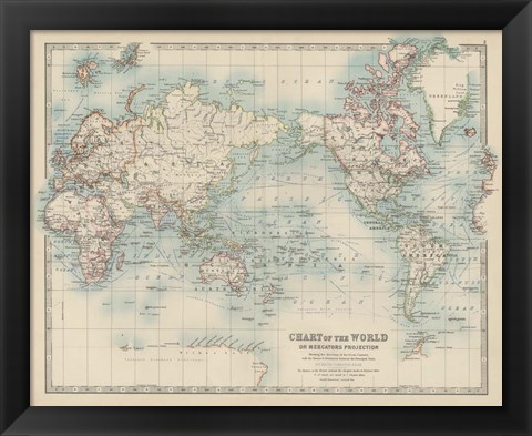 Framed Chart of the World Print