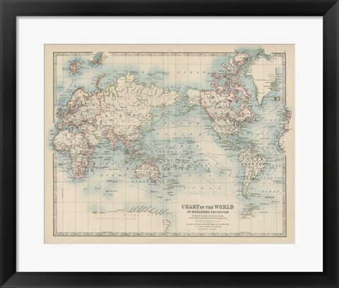 Framed Chart of the World Print