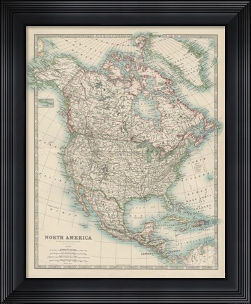 Framed Map of North America Print