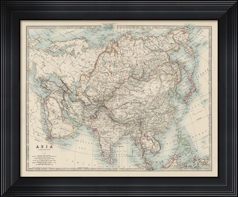 Framed Map of Asia Print