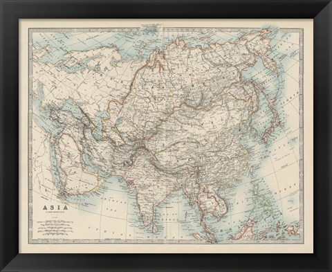 Framed Map of Asia Print