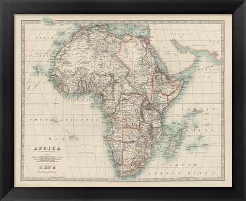 Framed Map of Africa Print