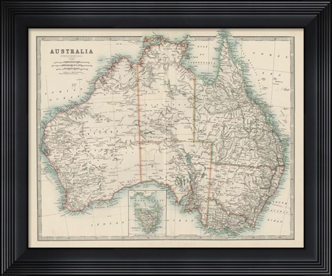 Framed Map of Australia Print