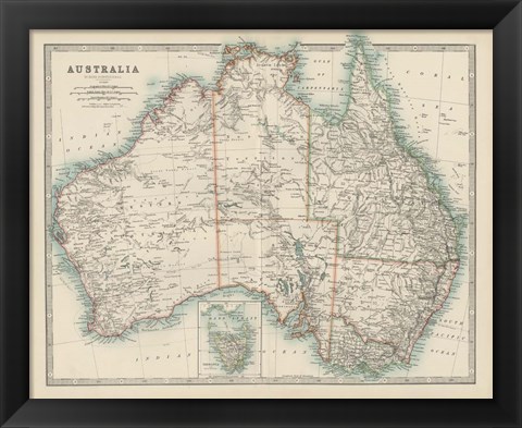 Framed Map of Australia Print