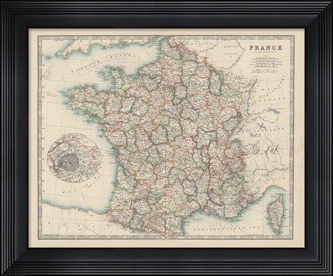 Framed Map of France Print