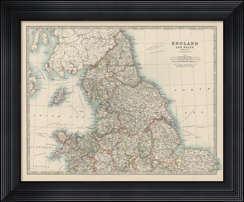 Framed Map of England &amp; Wales Print
