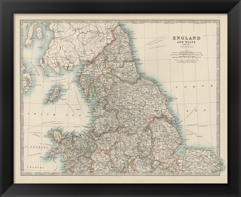 Framed Map of England &amp; Wales Print
