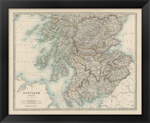 Framed Map of Scotland Print