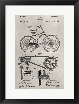 Framed Patent--Bicycle Print