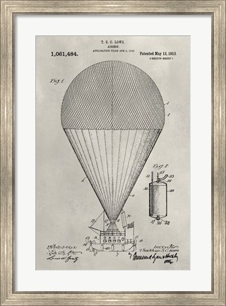 Framed Patent--Hot Air Balloon Print