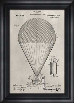 Framed Patent--Hot Air Balloon Print